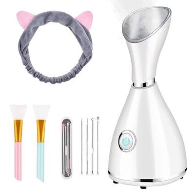 Facial Steamer for Facial Deep Cleaning, Moisturize, Unclog Pores, Face Spa, Nano Ionic Humidifier, Home Facial Warm Mist Face Steamer with Blackhead Removal Kit, Brush, Hair Band