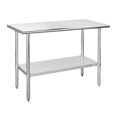 Hally Stainless Steel Table 24 x 48 Inches, NSF Commercial Prep Table | Spacious, easy-clean surface for patios, grills and kitchens; adjustable undershelf, leveling feet, kitchen island station.