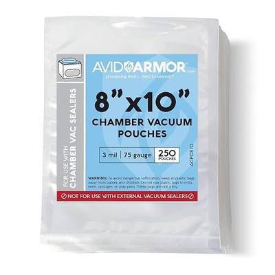Avid Armor Chamber Vacuum Sealer Bags – Heavy Duty, BPA-Free, Pre-Cut Chamber Vacuum Bags for Food Preservation, Freezer Storage, Sous Vide and more, 250/Pack (8x10) – Multi-Use Vacuum Bags