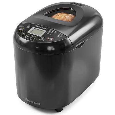 Elite Gourmet Programmable Bread Maker, 2 Lb, 3 Sizes, 19 Presets, Black | Features Gluten-Free, Dough and Jam Presets Plus a Delay Timer