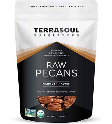 Terrasoul Superfoods Organic Pecans, 11 Oz (Pack of 1) - Mammoth Halves | Fresh | Raw
