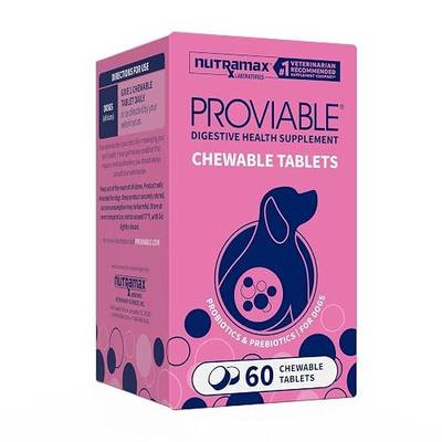 Nutramax Proviable Probiotics for Dogs, Daily Digestive Health Supplement with Multiple Strains of Bacteria, Dog Probiotics Plus Prebiotics, 60 Chewable Tablets