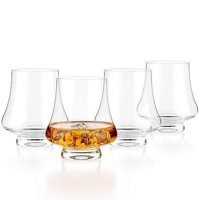Bourbon Whisky Crystal Glass Snifter, Set of 4 - Wide Tasting Glasses - Handcrafted - Good for Cognac Brandy Scotch - 9-ounce/260ml