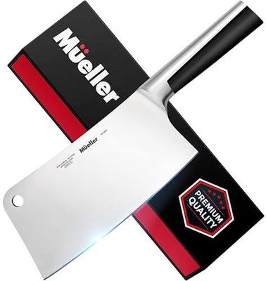 Mueller 7-Inch Meat Cleaver Butcher Knife - German High Carbon Steel, Laser-Tested Razor-Sharp Blade, Heavy Duty Bone Chopper for Meat & Vegetables, Home & Restaurant, Gift for Him | Laser-Tested Razor-Sharp Blade, Heavy Duty Bone Chopper, For Meat & Vegetables, Home & Restaurant Use