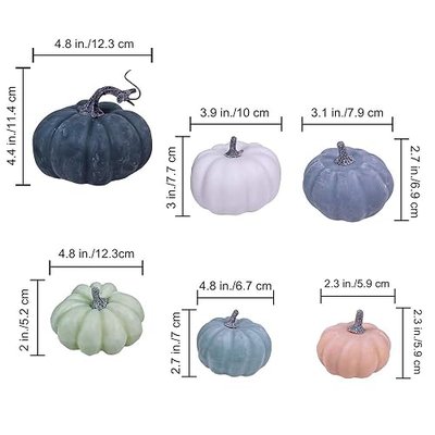 24 Pcs Bulk Assorted Rustic Harvest Artificial Pumpkins Foam Pumpkin in White Orange Green Teal for Fall Autumn Halloween Decoration Thanksgiving Party Home Kitchen Decor Baby Shower Wedding