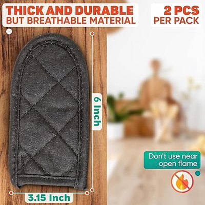 2 Pcs Cast Iron Handle Cover with Hanging Buckle, Heat Resistant | U-Shaped Cast Iron Skillets; 6"L x 3.15"W; Resist Heat up to 450℉; Thick, Durable but Breathable Material; Machine Washable