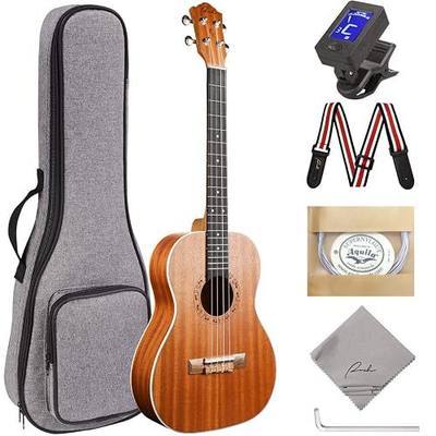 Ranch 30 Inch Baritone Ukulele, Sapele Professional Kit with Truss Rod | Premium Sapele Ukelele Instrument Kit for Beginners Starter Pack Bundle Gig bag, Tuner, Strap, Adjustable Tool Set