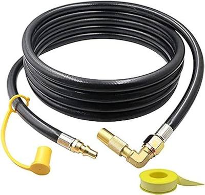 Monkemon 12FT Propane Quick Connect Hose RV to Grill, Low Pressure Propane Elbow Adapter with Extension Hose for Blackstone 17" and 22" Griddle, For Camp Chef Stove Portable Fire Pit