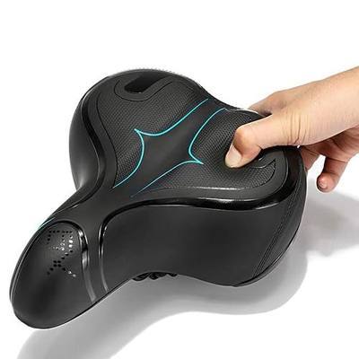 Oweisong Comfortable Wide Bike Seat Bicycle Saddle Memory Foam Padded Soft Bike Cushion for Indoor/Outdoor Bikes City Bikes, Mountain Bike