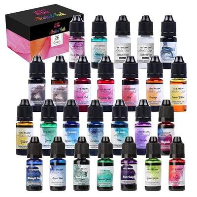 LET'S RESIN Concentrated Alcohol Ink Set, 26 Vibrant Colors (Each 0.35oz) | Alcohol-Based Resin Ink, Alcohol Paint Resin Dye for Resin Art, Tumblers, Resin Epoxy