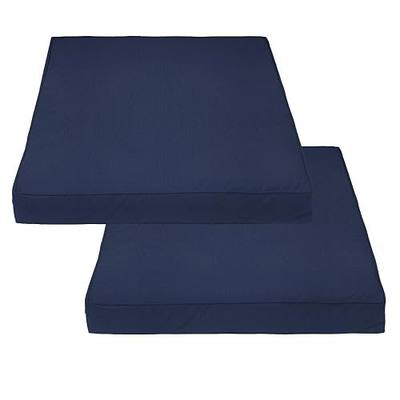 Covers & All Square Outdoor Cushion Covers for Patio Furniture Sets, Water, Tear & UV Resistant Polyester Cushion Slipcover with Zippers (Pack of 2) (20" W x 20" D x 4" Thick, Navy Blue)