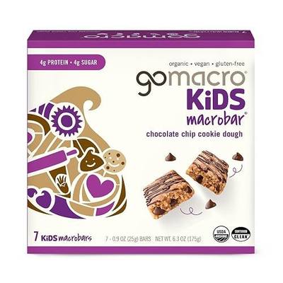 Gomacro, Macrobar Kids Chocolate Chip Cookie Dough Organic 7 Count, 6.3 Ounce