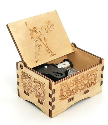 Queen Music Box Bohemian Rhapsody Song, 18 Note Wind Up Mechanism Antique Carved Music Box Crafts