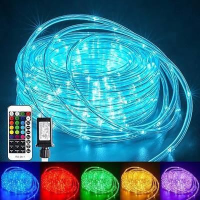 Minetom Color Changing Rope Lights Outdoor, 33FT 100 LED String Lights with Plug & Remote, Waterproof Christmas Light Outdoor Decoration, Twinkle LED Rope Light for Outside Indoor Bedroom,16 Colors