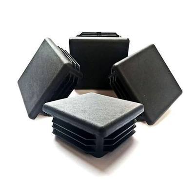 2" Black Plastic Plugs, Insert, Glide Protection, Square Tubing End Caps for Metal Tubing (4 Pack)