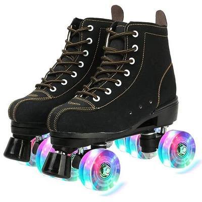 XUDREZ Cowhide Roller Skates for Women and Men High-Top Shoes Double-Row Design,Adjustable Classic Premium Roller Skates