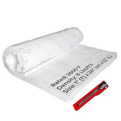 SIMOND STORE Ceramic Fiber Blanket, 8 LB 2600F, 1" x 12" x 24" with Knife | High Temperature Insulation for Forge Furnace Wood Stove Fireplace Kiln Pizza Oven Chimney, Dishwasher Insulation Blanket