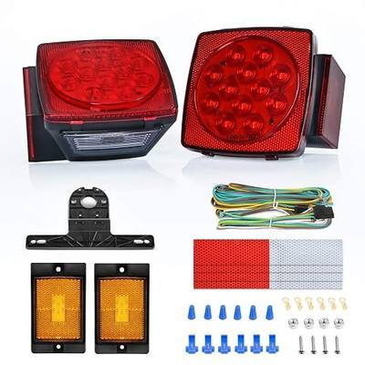 Nilight 2PCS Square LED Trailer Light Kit Low Profile Submersible IP68 Stop Turn Tail Side Marker License Lamps for 12V Utility Boat Camper RV Trucks Marine Snowmobile