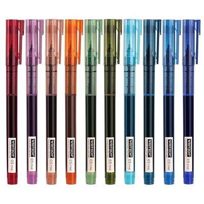 WRITECH Rolling Ball Pens Quick Dry Ink 0.5 mm Extra Fine Point Pens 10 Pcs Liquid Ink Pen Rollerball Pens Vintage Color