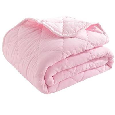 BEDSUM Toddler Comforter, Brushed Microfiber Crib Blanket - All Season Quilted Down Alternative Nursery Bedding - Lightweight Breathable Baby Blanket for Stroller & Nap, 39x47, Pink