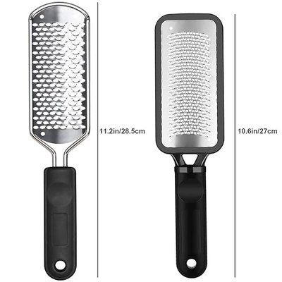 2Pcs Colossal Professional Foot File and Callus Remover, High Grade Stainless Steel Foot Rasp for Wet and Dry Feet, Washable Pedicure Tool for Smooth Heels