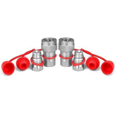 1/2" Ag ISO 5675 Poppet Pioneer Hydraulic Quick Coupler with Dust Caps | 2 Sets Poppet Valve 1/2'' Ag ISO 5675 Body & 1/2inch NPT Thread Pioneer Hydraulic Quick Connect Tractor Couplers