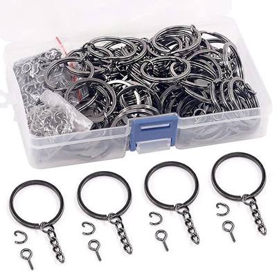 300Pcs 30mm Black Split Key Chain Rings with Chain and Jump Rings Bulk Kit for DIY Arts and Crafts