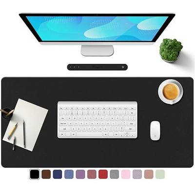 TOWWI PU Leather Desk Pad with Suede Base, Multi-Color Non-Slip Mouse Pad, 24” x 14” Waterproof Desk Writing Mat, Large Desk Blotter Protector (Black)