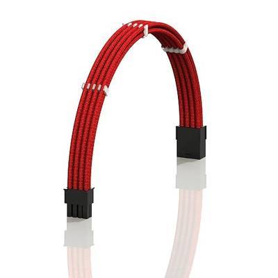 LINKUP 8-Pin PSU-GPU Power Extension Cable | Braided Sleeved, 30cm, Red