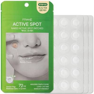FRANZ Naked Active Spot Patches (72 Count) | Hydrocolloid Pimple Treatment Patch | UPF 50+ Powerful Sun Shield Cover | Gentle on Sensitive Skin | Ultra-thin 0.013mm beveled-edge hydrocolloid with Tea Tree. Matte, makeup-friendly for whiteheads and popped pimples