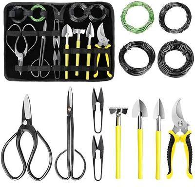 Bonsai Tools Set 13Pcs, Bonsai Essentials with PU Leather Bag, High Carbon Steel Succulent Trimming Kit, for Pruning, Raking, Training Plants, Ideal Gardening Gifts