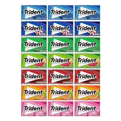 Trident Sugar-Free Chewing Gum Variety Pack Candy, Assorted Flavors, 21 Packs of 14 Pieces (294 Total Pieces) | 294 Total Pieces, Chewing Gum with Xylitol, Perfect for Long Lasting Fresh Breath at School, Work & Travel