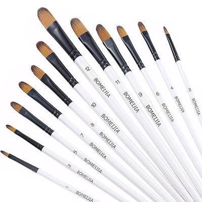 GETHPEN Filbert Paint Brushes Set, 12 PCS Artist Brush for Acrylic Oil | Filbert Artist Paint brushes, Acrylic Oil Watercolor Gouache,Professional Painting Kits with Synthetic Nylon Tips, White