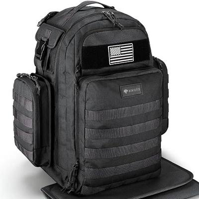 Dinictis Dad Diaper Bag, Mens Diaper Bag Backpack with Diaper Changing Mat, Military Diaper Backpack with Molle Webbing, Waterproof Pouch, Baby Wipes pocket, Insulated Bottle Pockets- Tropical Black