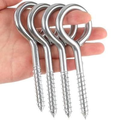 YGAOHF 5 Inch Large Eye Bolts Screw in - 4 Pcs Stainless Steel Eye Hooks Screw in Heavy Duty, 500LBS Breaking Strength, Strong Eye Screws for Wood, Hanging Heavy-Duty Applications