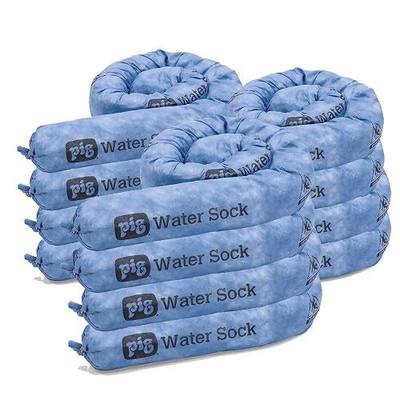 PIG Super Absorbent Sock for Water | 12 Pack | ext. Dia. 3" W x 4' L | Absorbs Up to 1.75 Gallons per Sock | PM50636