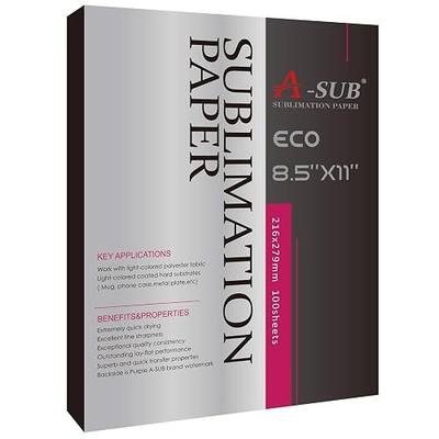 A-SUB Sublimation Paper 8.5x11 Inch, 125gsm | 100 Sheets, Compatible with Inkjet Printer with Sublimation Ink, for DIY Gifts, Shirts, Craft Blanks