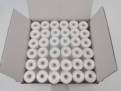 DOUBLELIN Prewound Bobbin, Plastic Sided, Size L(SA155, Size 9.4), White, 144pcs, 60S/2 Polyester for Embroidery, Compatible with Babylock, Brother, Consew, Juki, Singer, Tajima & More(60S2, White) | Size L plastic-sided, 60S/2 #90/50WT white thread for embroidery; Compatible with Brother, Babylock,