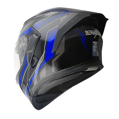1Storm Motorcycle Modular Full Face Helmet Flip up Dual Visor Sun Shield: HB89 Arrow Blue