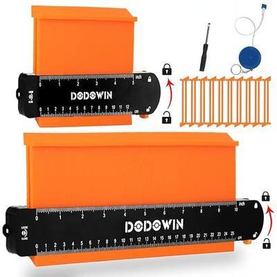 DODOWIN 10+5 Inch Contour Gauge with Lock, Dual Size Profile Duplicator Tool for Flooring, Tile, Woodworking & Irregular Shapes, Shape Outline Gauge, Father’s Day Gifts for Dad Men Husband