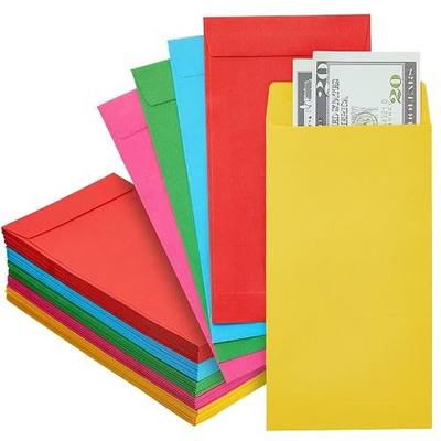 100 Pack Colorful Money Envelopes for Cash, Payroll, Money Saving, Coins, Currency, 100GSM (4 x 7 In)