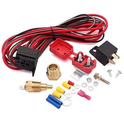 Electric Fan Relay Kit 12V 50 AMP Electric Radiator Cooling Waterproof Fan Relay Kit with Thermostat Control Switch 185 On 175 Off Upgrade