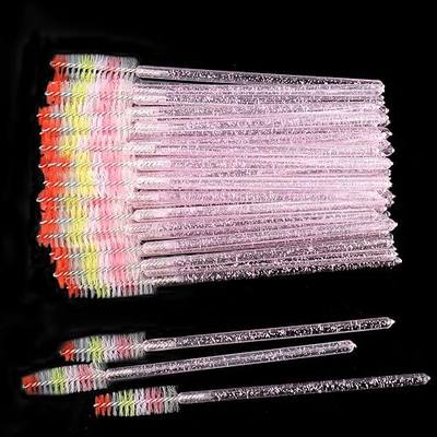 300 Pack Disposable Mascara Wands for Eyelash Extensions Eye Lash Applicators Makeup Brushes Tool kits, Crystal Pink Handle