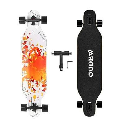 Longboard Skateboard, 41 Inch 8 Layer Canadian Maple Drop Through Longboards for Kids Boys Girls Youths Beginners.