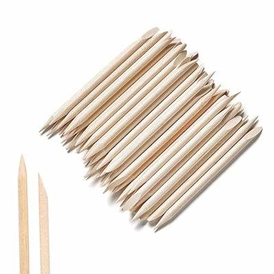 Cuticle Pusher 50 Pcs Natural Wood Orange Sticks for Nail Care Tool | Double ended pointed and flat tips, 4.5 inch length