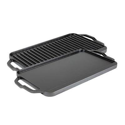 Lodge 19.5" X 10" Cast Iron Reversible Grillgriddle - Double Burner Griddle - Indoor & Outdoor Cooking - Superior Heat Retention - Reversible Grill Griddle - Made in the USA