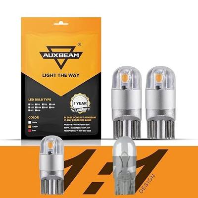 Auxbeam 194 T10 LED Bulbs, Amber Yellow, 2 PCS | Non-Polarity, Extremely Bright, 168 W5W 2825 Car Interior Lights, for License Plate Dome Map Dashboard Lights