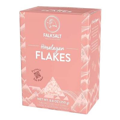 Falksalt - Pink Himalayan Salt Flakes, Handcrafted, Kosher, and All Natural Gourmet Finishing Salt (8.8 oz)