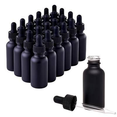 Black Boston Round 1 oz Dropper Bottles | Glass Dropper Bottles for Essential Oils & Aromatherapy | Travel Size 1 oz | 24 Pack