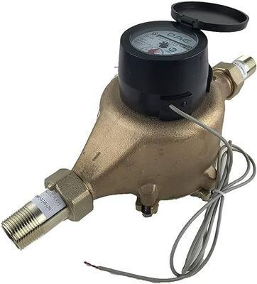 DAE PD-100 1" Non Lead NSF61, IP68 Positive Displacement Water Meter, 1" NPT Couplings, Pulse Output, Gallon